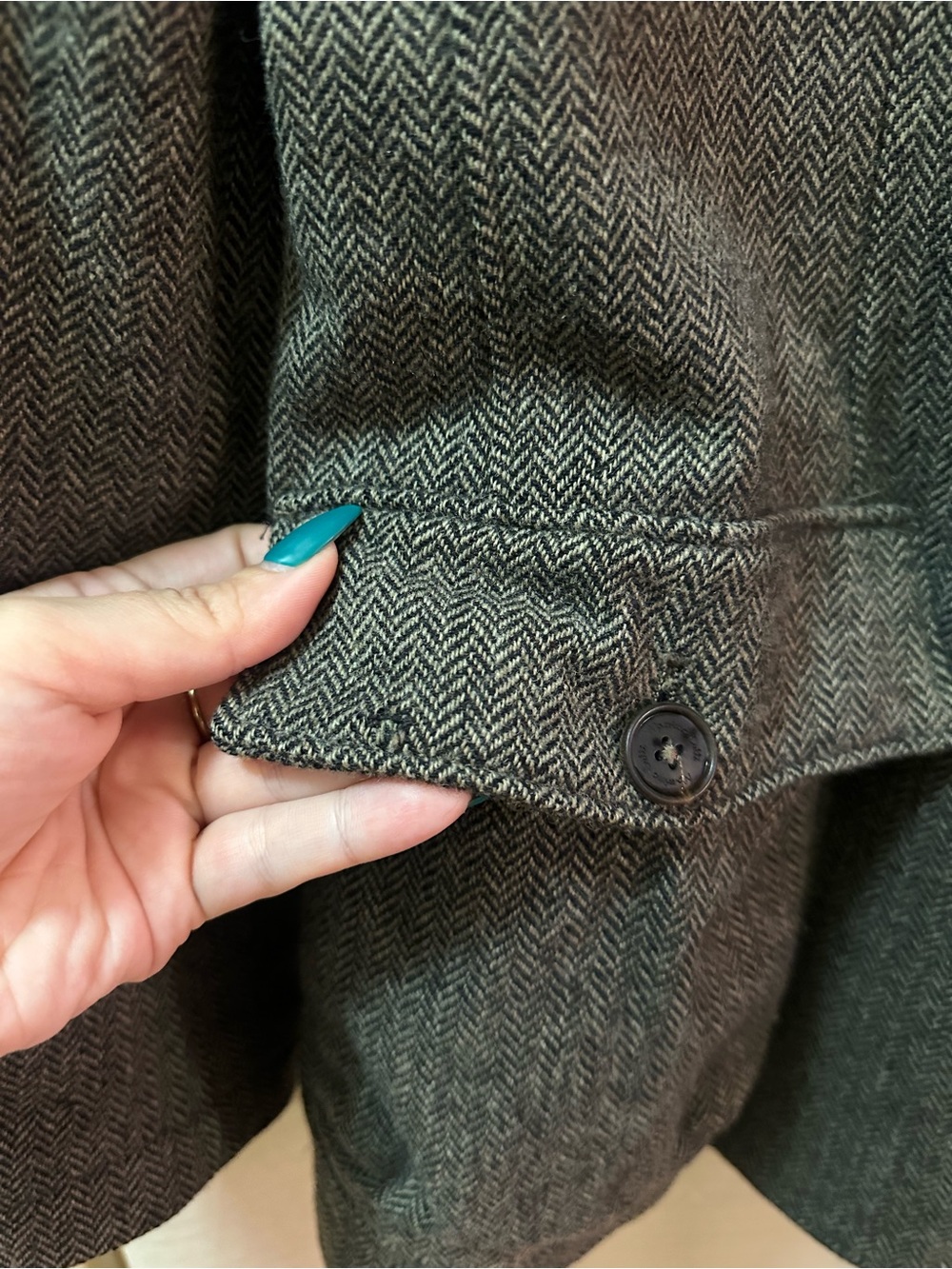 Massimo Dutti Extra Fine Wool Herringbone Military Field Jacket Elbow Patches - Picture 3 of 11